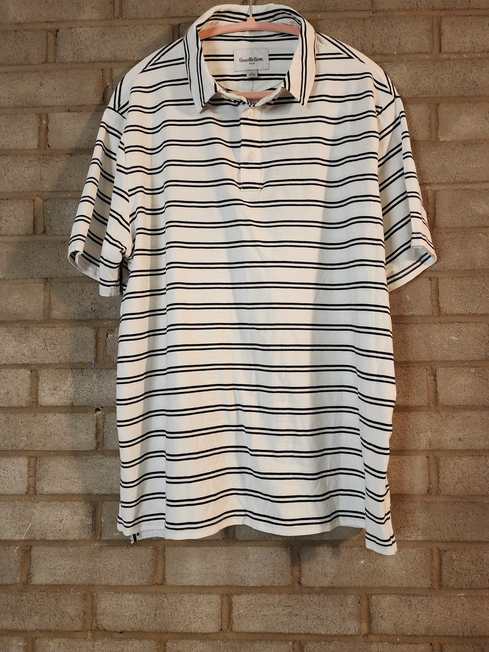 New Goodfellow & Co. White Polo with Black Stripes